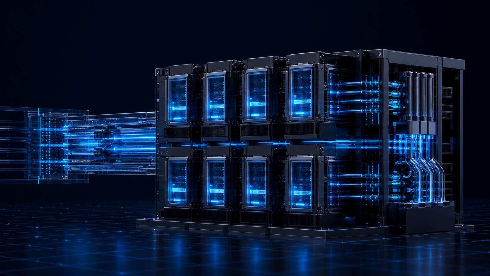 Precision rack-scale compute system with accelerator trays, cooling and a luminous data fabric