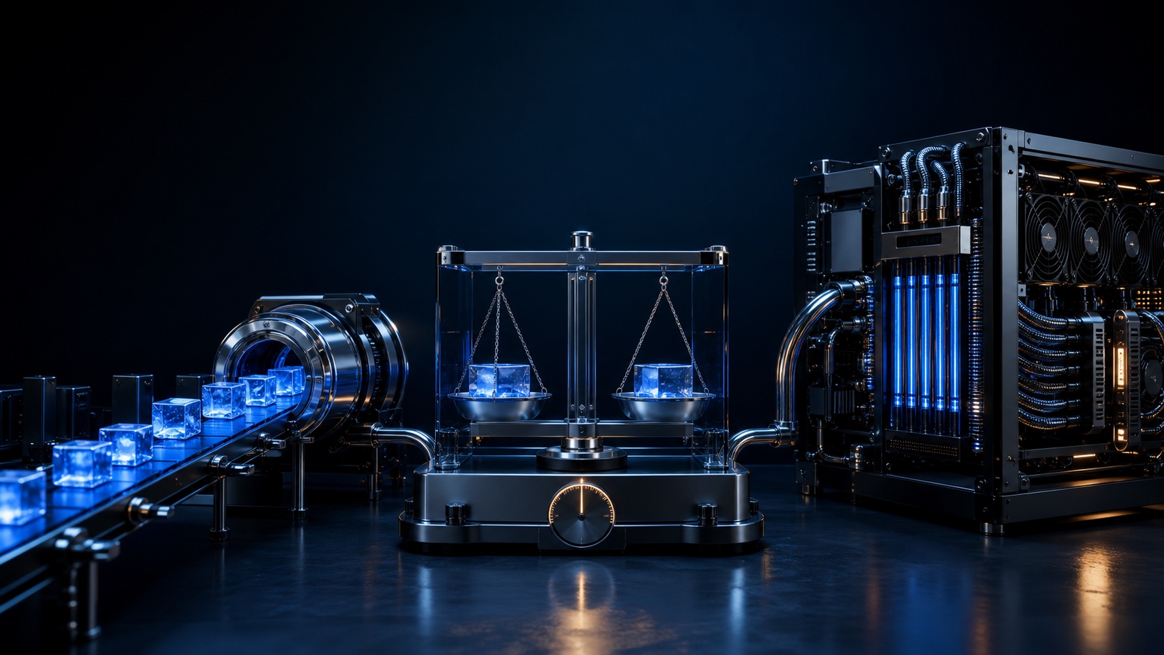 Precision balance connecting a metered stream of tokens with a cooled GPU infrastructure system